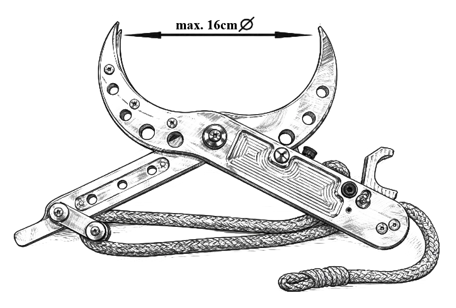 Technische Zeichnung Astzange mit max. 16 cm Durchmesser